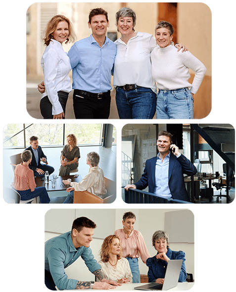 SozialDynamik Coachingteam in einer Collage – empathisch, erfahren, vielseitig